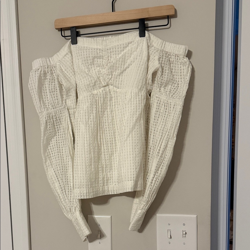 Anthropologie Ivory Textured Blouse